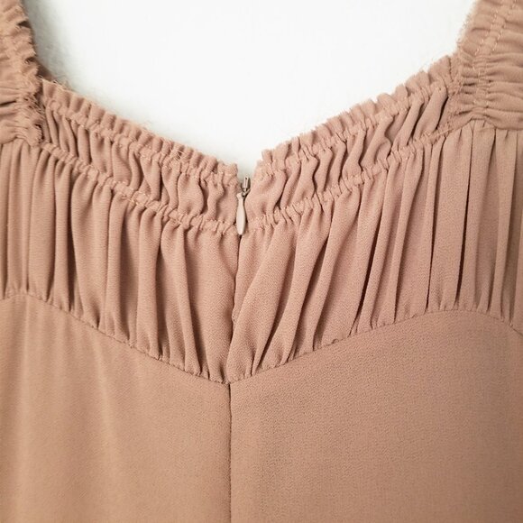 LPA Davina Midi Dress in Mocha Latte Size S Sheer Chiffon Milkmaid Mermaid $259 - Picture 8 of 15